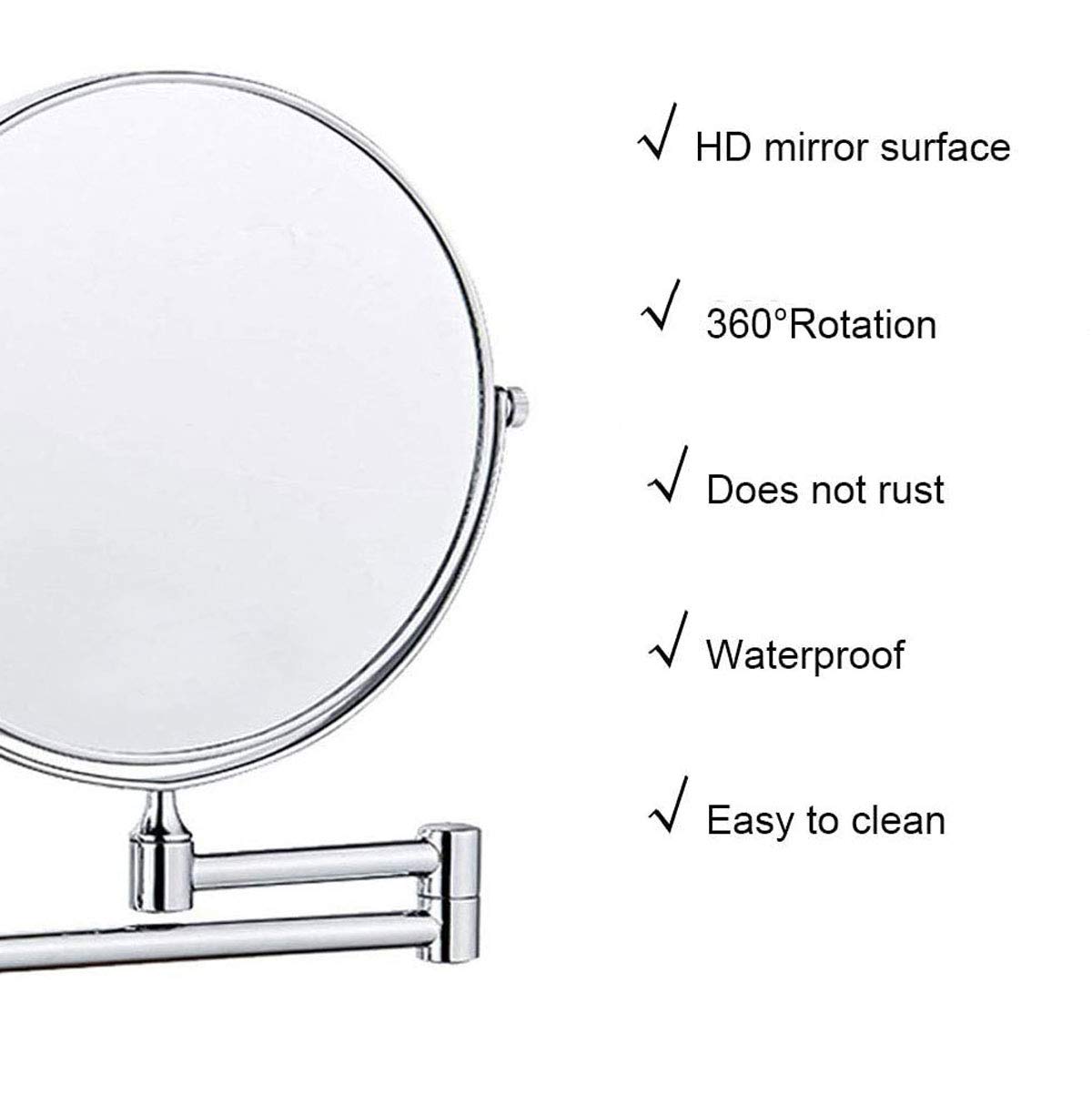 10X Magnification Wall Mount Makeup Mirror - 8 Inch Double Sided Vanity Mirror with 180° Rotation for Precise Makeup, Shaving & Skincare - Perfect for Bathroom, Bedroom & Dressing Room Vanity Setup