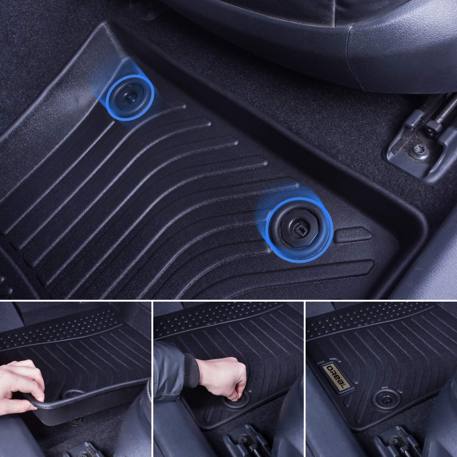 Orealtrend Custom Fit Black All Weather Heavy Duty Floor Mats Liners for Toyota C-HR CHR 2018-2023 - Front & Rear Car Carpet Protectors - Tough Durable Odorless - Perfect for Daily Commute, Road Trips & Winter Driving