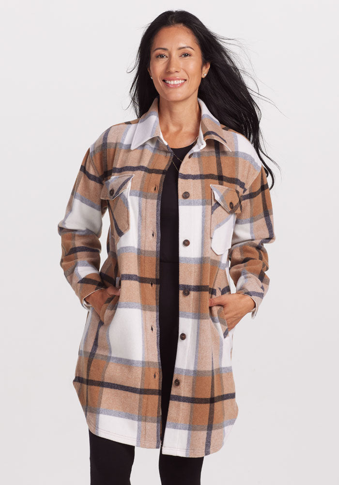 Women's Long Sutton Shacket - Cozy Fleece-Lined Overshirt for Fall & Winter | Perfect for Layering, Outdoor Activities & Casual Wear