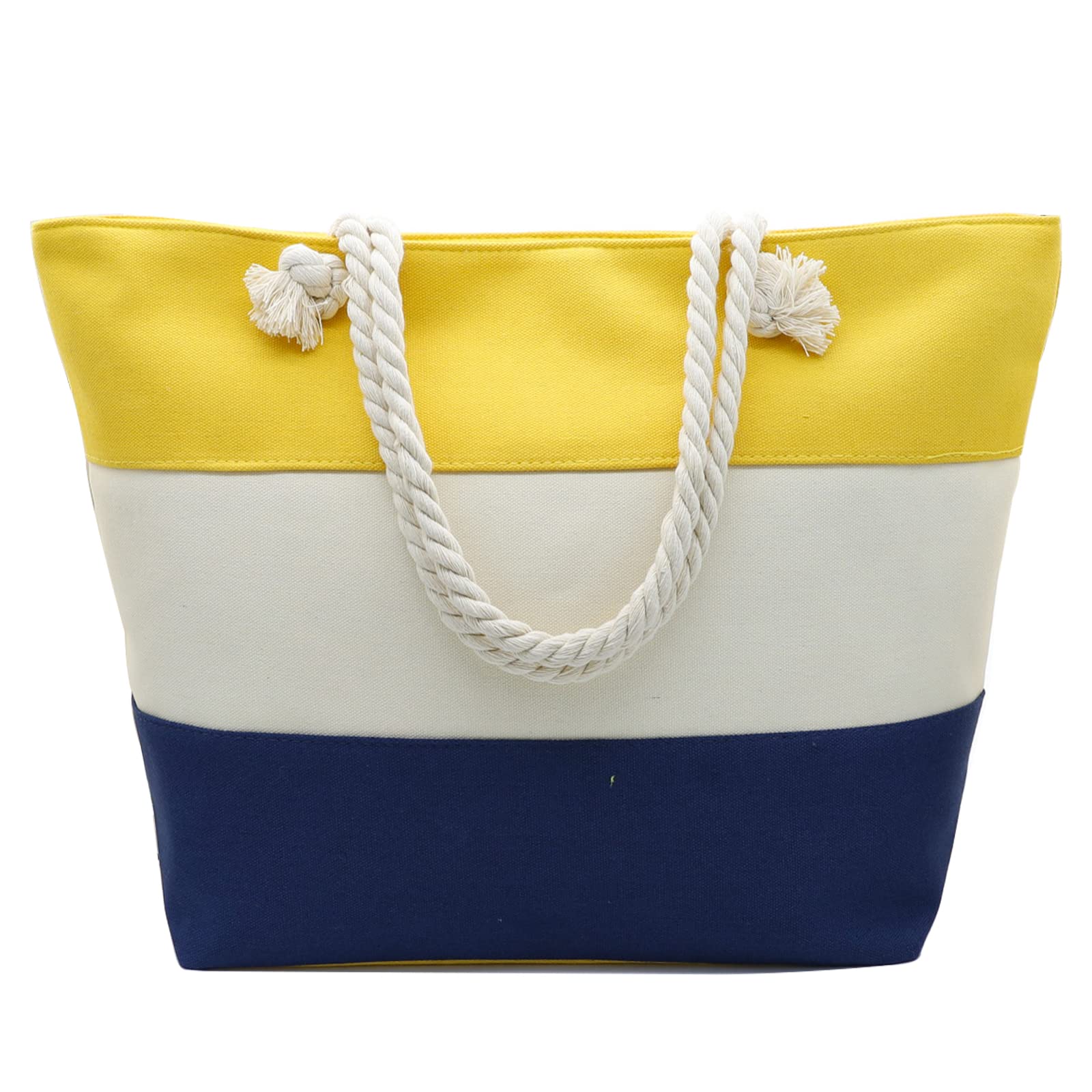 Large Beach Bags for Women - Canvas Straw Tote with Waterproof Shoulder Strap - Perfect for Travel, Gym, Swimming & Summer Outings