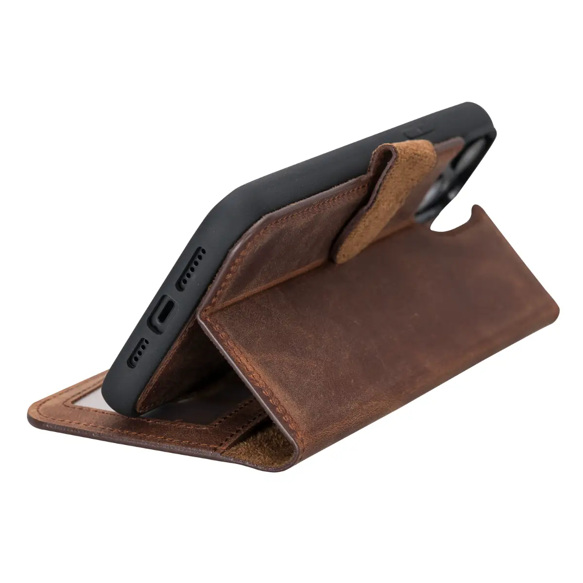 Vintage Brown Distressed Leather Wallet Case for iPhone 14 Plus - Slim Protective Cover with Card Slots | Perfect for Everyday Use, Travel & Business (iPhone 14 Plus)