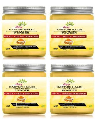 Bejoy Pure Organic Kasturi Turmeric Powder for Face & Skin Brightening - 100g Pack (4-Pack) | Natural Glow Booster for Radiant Skin | Perfect for DIY Face Masks & Ayurvedic Skincare Routines