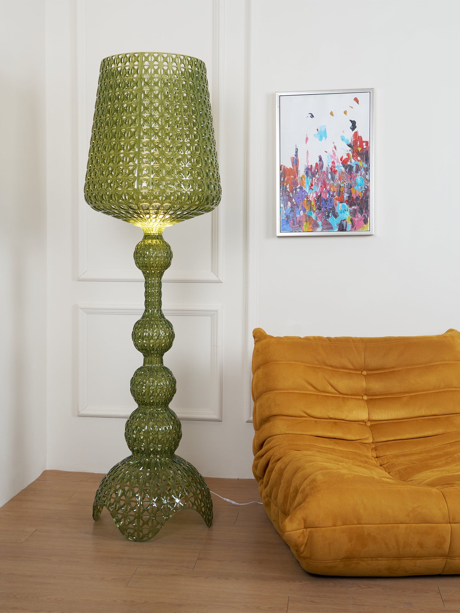 Modern Kabuki Floor Lamp with Adjustable Height - Elegant Home Decor for Living Room, Bedroom & Office - Soft Ambient Lighting for Relaxation & Reading