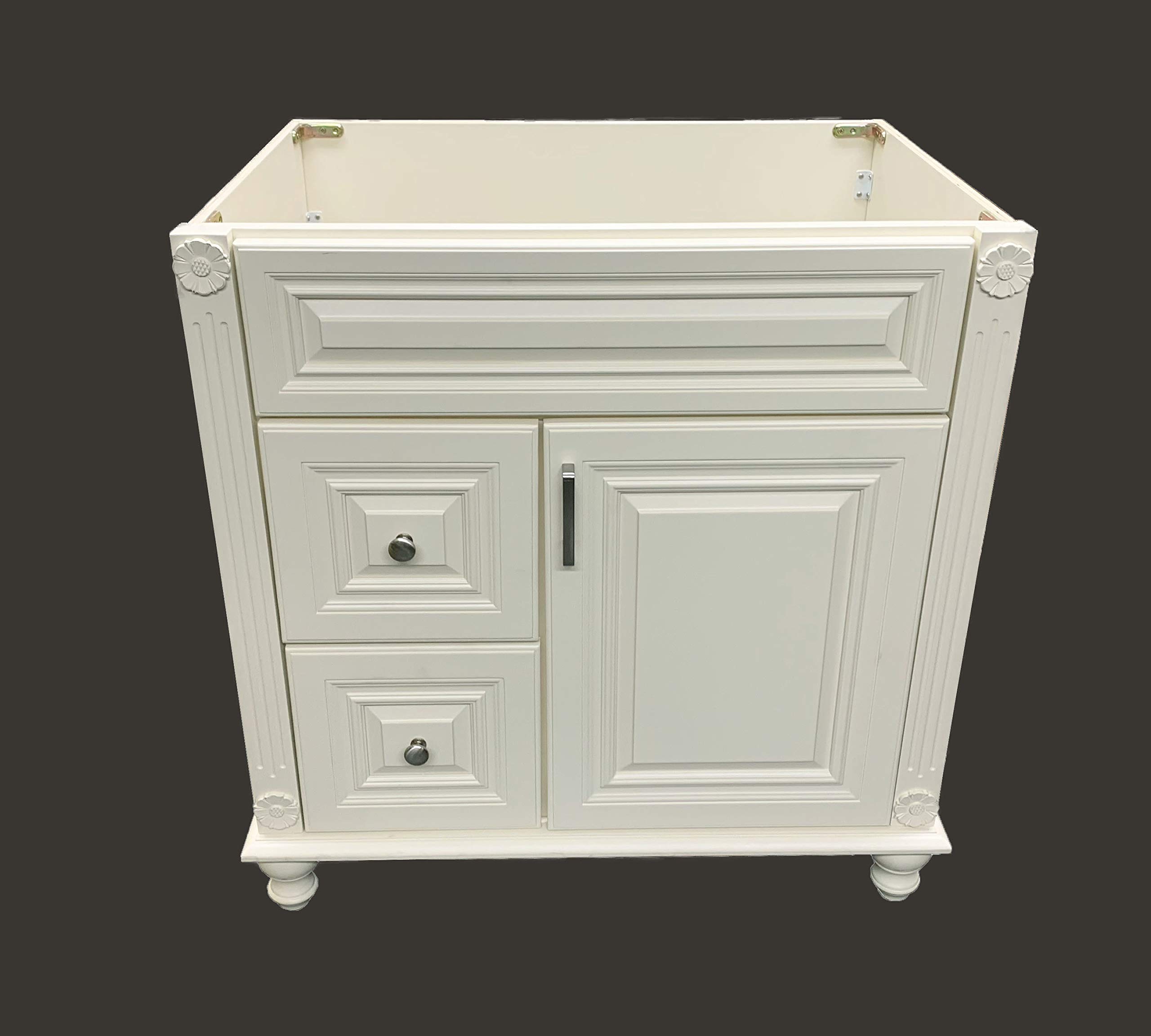 Antique White Solid Wood Single Bathroom Vanity Base Cabinet 30