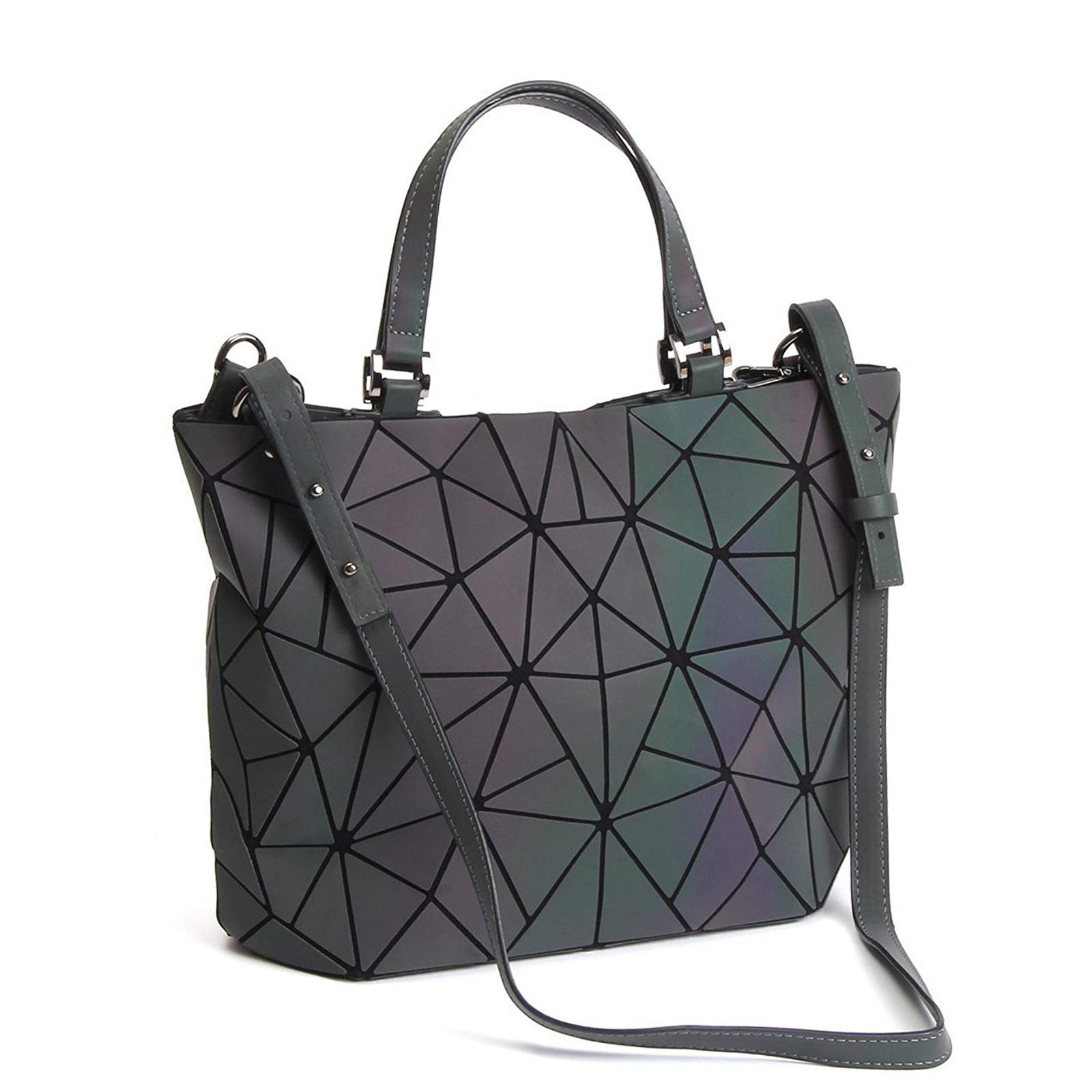 Geometric Luminous Crossbody Bag for Women - Holographic Reflective Purse with Wallet, Flash Rainbow Tote - Perfect for Night Out, Party, Festival & Rave Accessories
