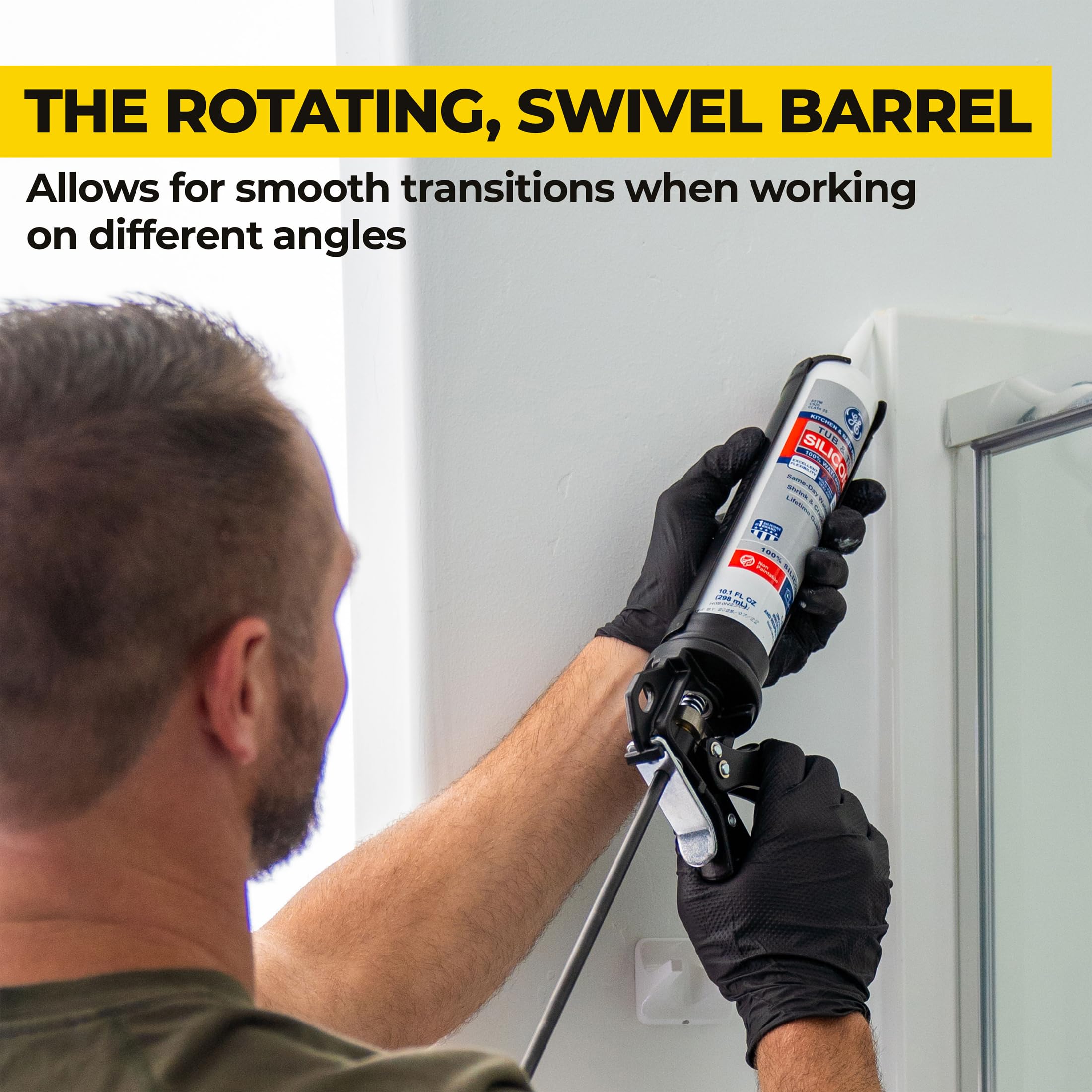 AWF PRO Heavy Duty Caulk Gun - 18:1 Thrust Ratio, Steel Frame Construction with Rotating Barrel, Ladder Hook & Dripless Pressure Release - Professional Sealant Applicator for Construction, Home Repair & DIY Projects (29 oz Caulking Gun, Pack of 1)