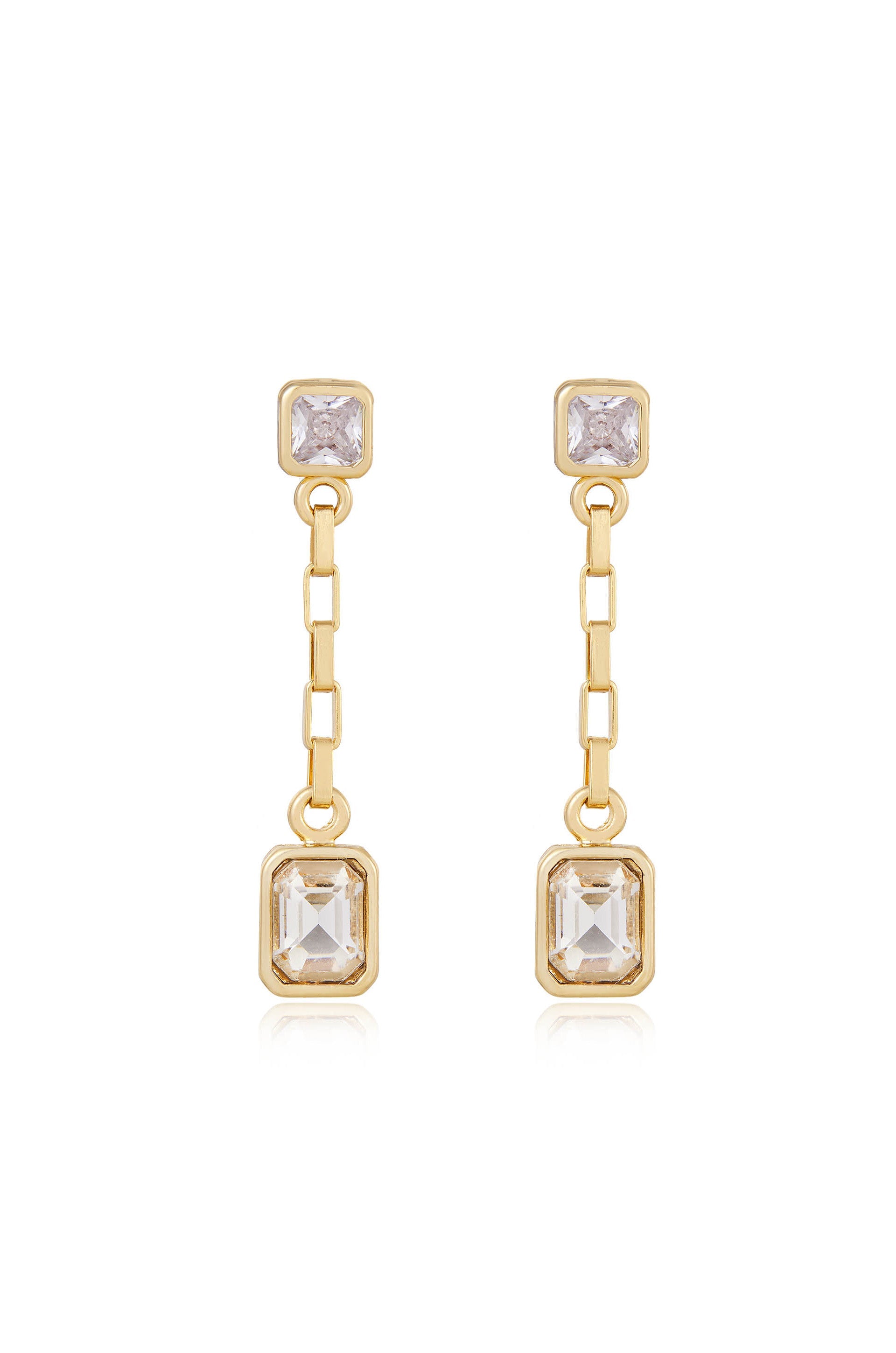 Elegant Linked Chain Crystal Dangle Earrings for Women - Sparkling Party & Wedding Jewelry Gift