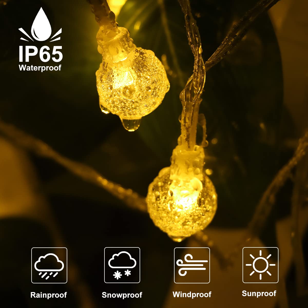33FT 100LED Battery Operated Outdoor String Lights - Waterproof Remote Control with Timer & 8 Lighting Modes for Christmas, Bedroom, Party, Tent, Garden, Patio, Wedding, and Outdoor Decor (Indoor/Outdoor Use)