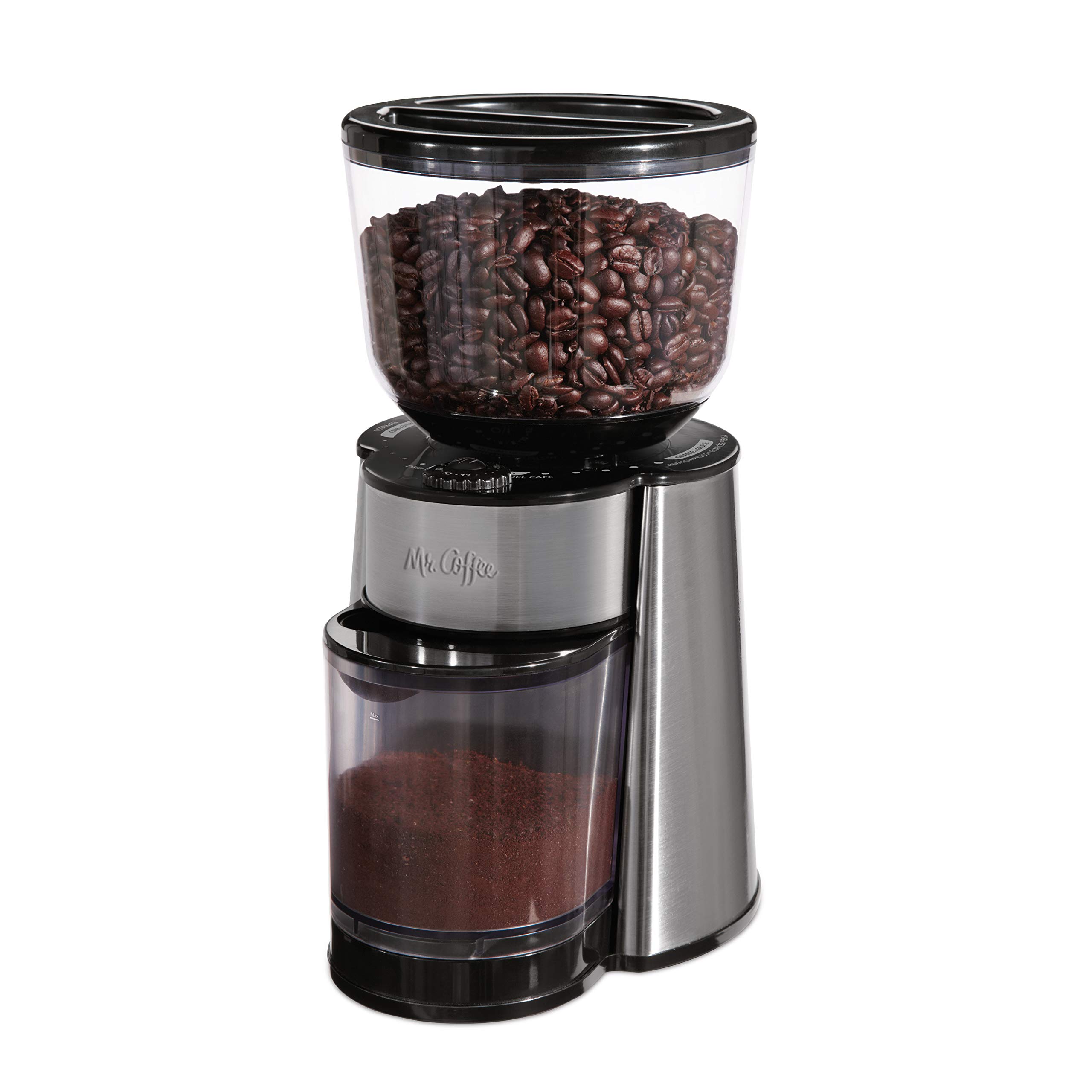 Premium Mr. Coffee Automatic Burr Mill Grinder - 18 Custom Grind Settings for Espresso, Drip & French Press - Stainless Steel Silver - Perfect for Home Baristas & Coffee Enthusiasts