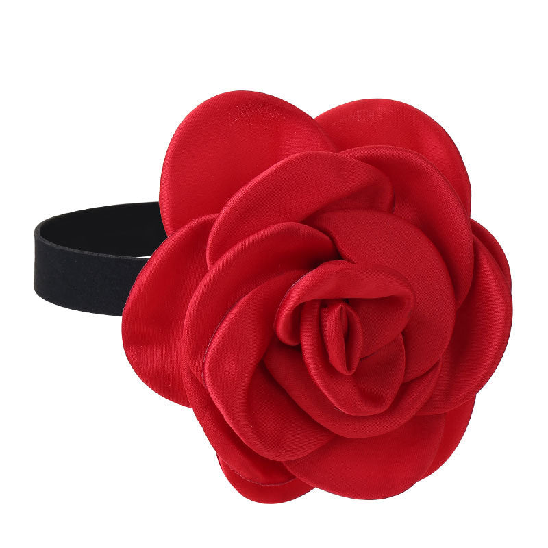 Rose Phantom Flower Suede Choker Necklace | Gothic Victorian Costume Jewelry | Perfect for Halloween, Cosplay & Vintage Fashion Outfits