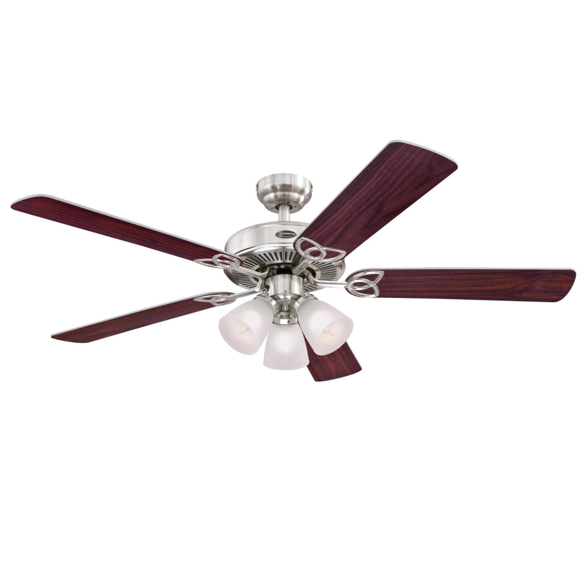 Westinghouse 7237100 52 Inch Vintage Indoor Ceiling Fan with Light Kit, Brushed Nickel Finish - Perfect for Living Room, Bedroom & Home Decor