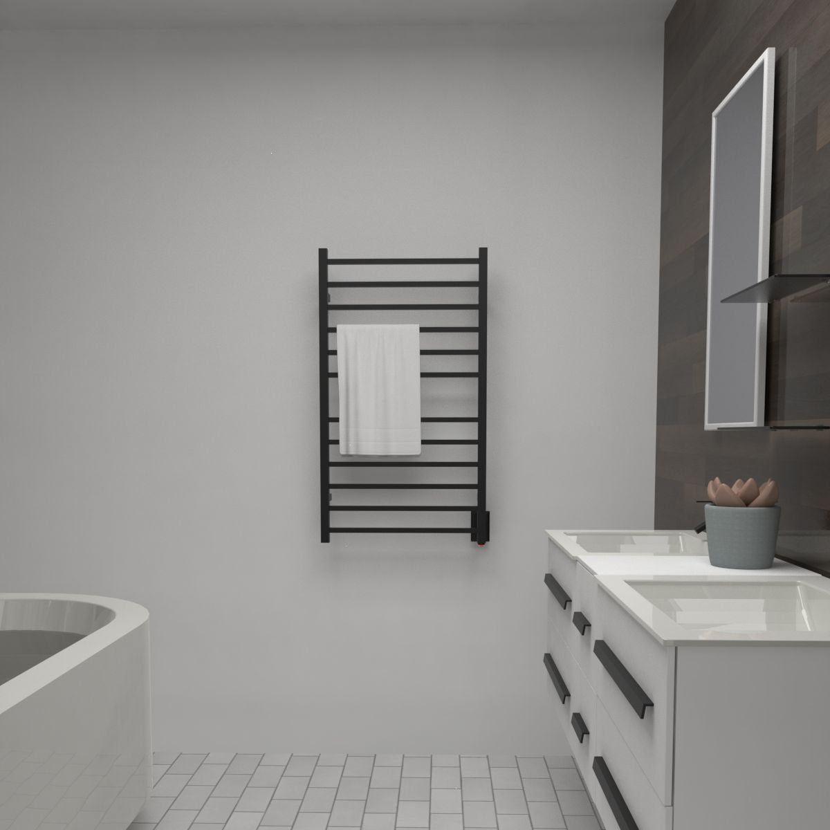 Amba Radiant Large Square Plug-in & Hardwired Bathroom Towel Warmer - 23.6