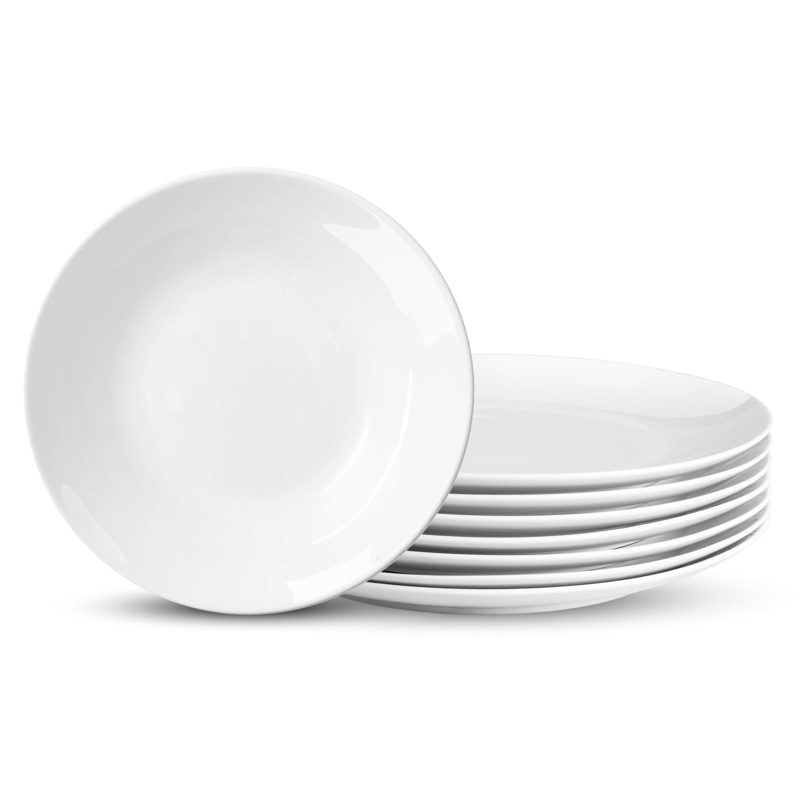 Premium White Ceramic Dinner Plates Set of 8 - 10 Inch Round Plates for Salad, Pizza & Everyday Dining - Microwave & Dishwasher Safe Dinnerware - Perfect for Restaurants, Home Kitchens & Party Serving