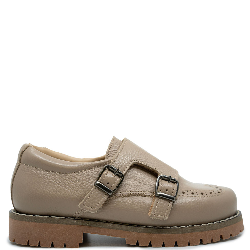Blublonc Taupe Leather Double Monk Loafer - Premium Men's Dress Shoes for Business & Formal Occasions | Comfortable & Stylish Office Wear