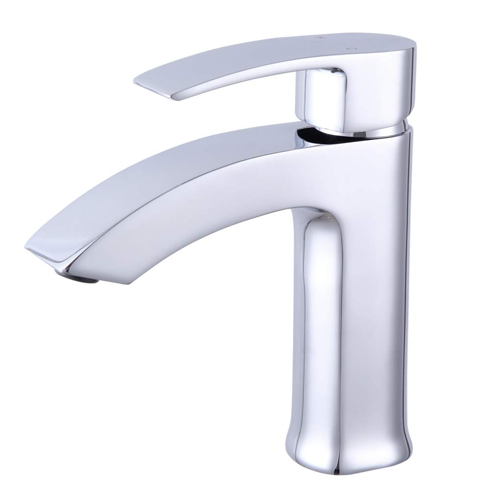 Kimzcn Low Lead Copper Gravity Casting Single Handle Bathroom Sink Faucet - 1 Hole Vanity Basin Mixer Tap with cUPC Water Supply Lines, Chrome Finish (Model D580011C) - Perfect for Modern Bathrooms, Powder Rooms & Guest Baths