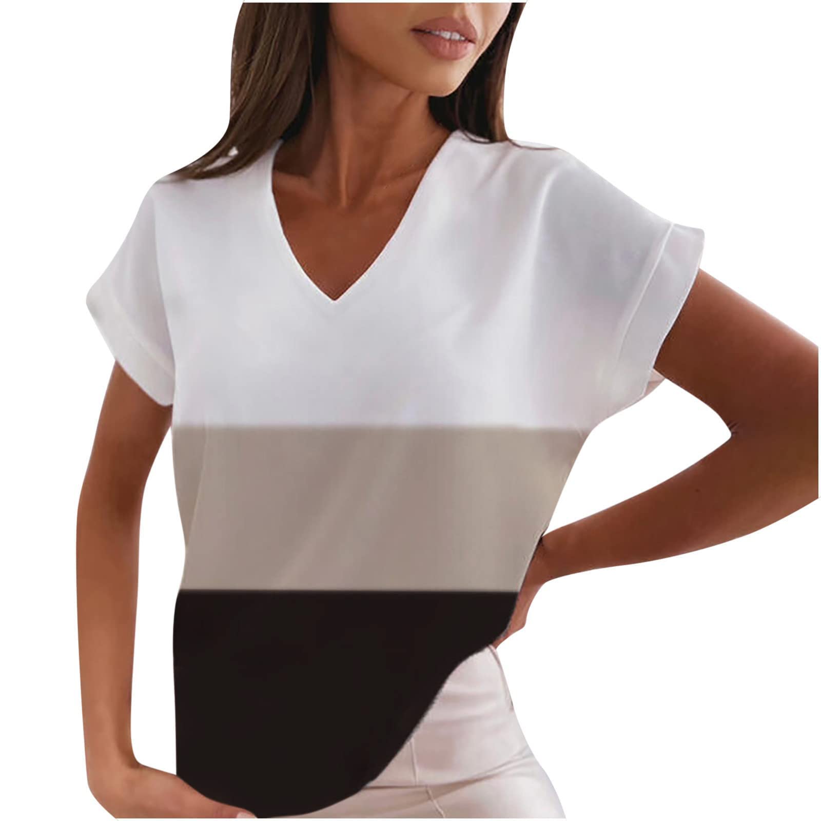 Trendy Women's V-Neck Printed T-Shirts - Soft & Comfortable Short Sleeve Blouses for Casual Wear | Perfect for Summer Outfits, Beach Days & Weekend Errands