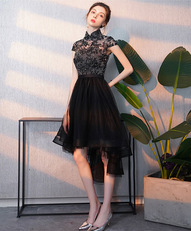 Elegant Black Tulle Lace Short Prom Dress | Homecoming Party Dress for Women | Perfect for Prom Night, Homecoming Dance & Special Occasions