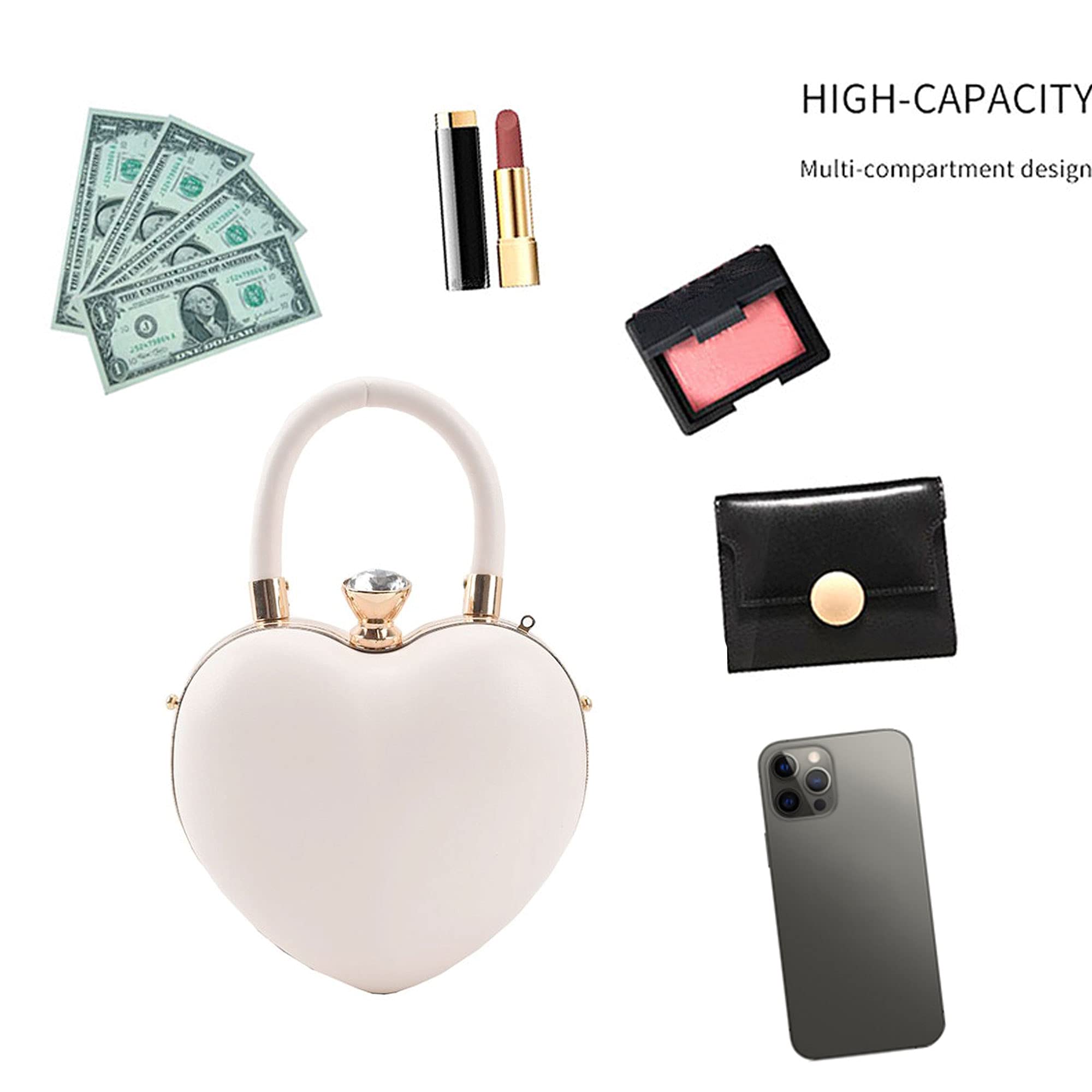 Goclothod Buddy Women's Heart-Shaped PU Leather Clutch Purse - Elegant Shoulder Bag for Parties, Date Nights & Special Occasions