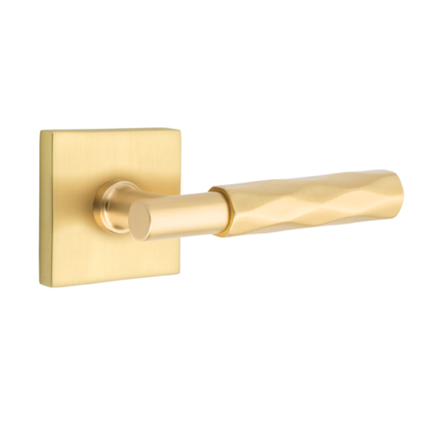 Tribeca SELECT Satin Brass Door Lever with Square Rosette - Modern T-Bar Handle for Interior Doors, Bedrooms & Bathrooms - Durable & Stylish Hardware Upgrade