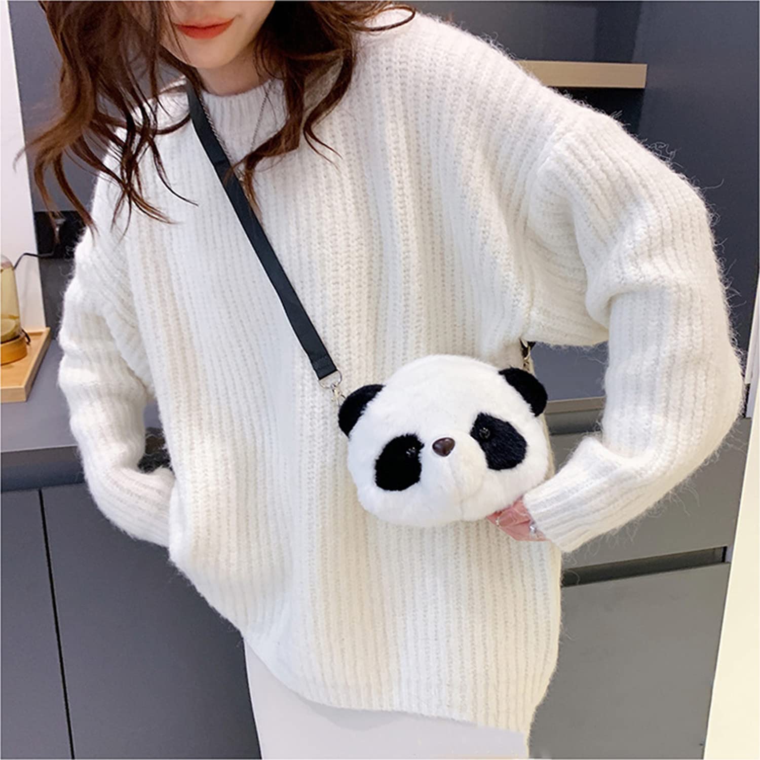 Cute Panda Plush Messenger Bag for Women & Girls - Soft Crossbody Shoulder Purse for School, Travel & Everyday Use