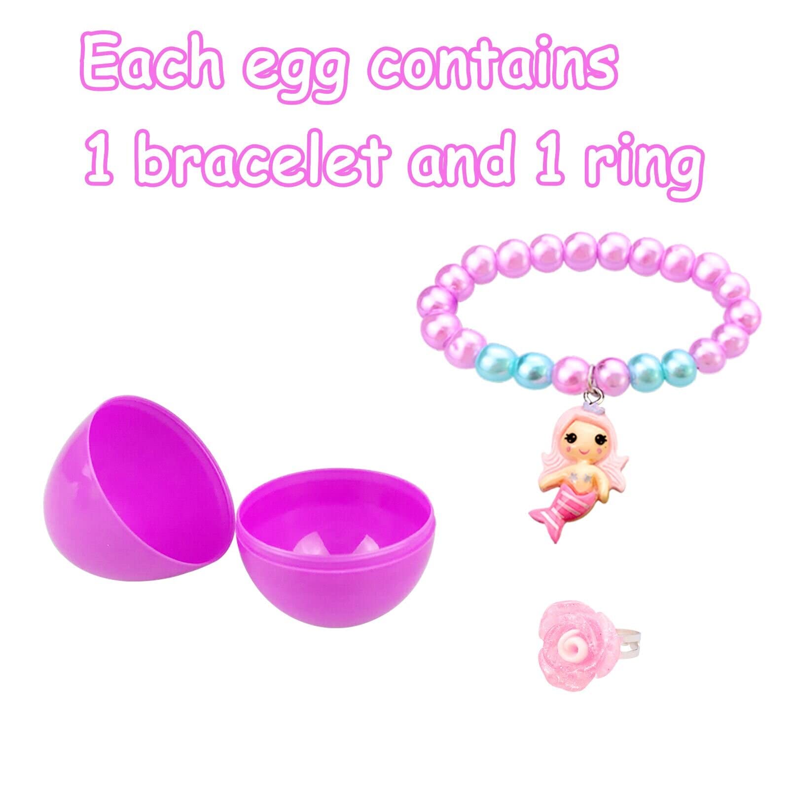 Colorful Bracelet Filled Plastic Easter Eggs - 6 Pack Easter Basket Stuffers for Girls & Kids, Fun Easter Gifts & Party Favors (Perfect for Egg Hunts, Classroom Rewards & Easter Celebrations)