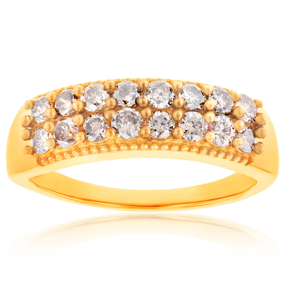 14K Yellow Gold Plated Sterling Silver 1 Carat Diamond Ring with Genuine Australian Diamonds - Perfect for Engagement, Wedding & Anniversary Gifts