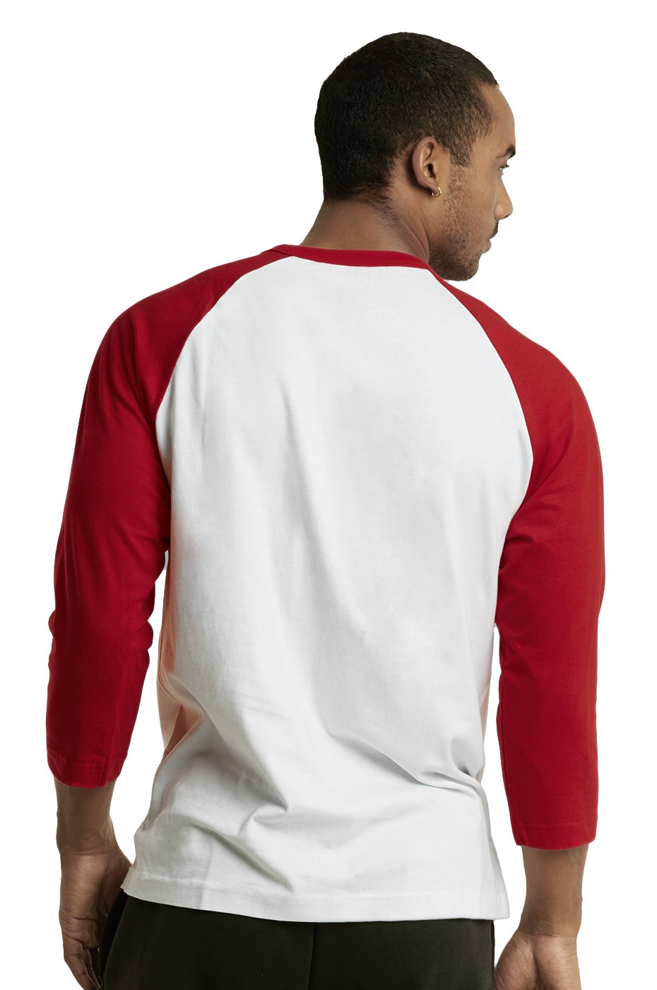 Men's Casual 3/4 Sleeve Baseball Tee - 100% Cotton Plain T-Shirt (Red/White, Small) | Comfortable Daily Wear & Street Style Outfit