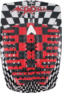Astrodeck 007 Christian Fletcher Surfboard Traction Pad - Black/Red Non-Slip Grip for Enhanced Performance - Perfect for Surfing, Bodyboarding & Water Sports