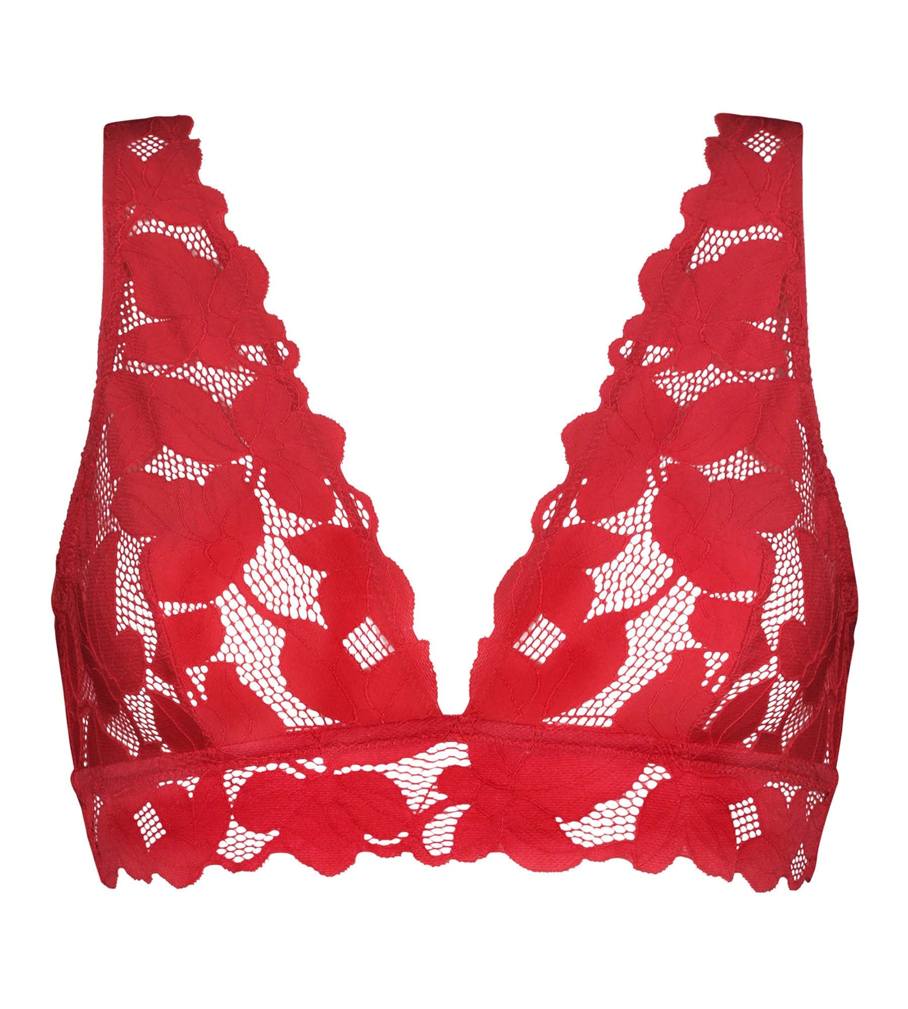 Red Lace Bralette for Women - Floral Lingerie with Comfortable Support - Perfect for Everyday Wear, Date Nights & Loungewear