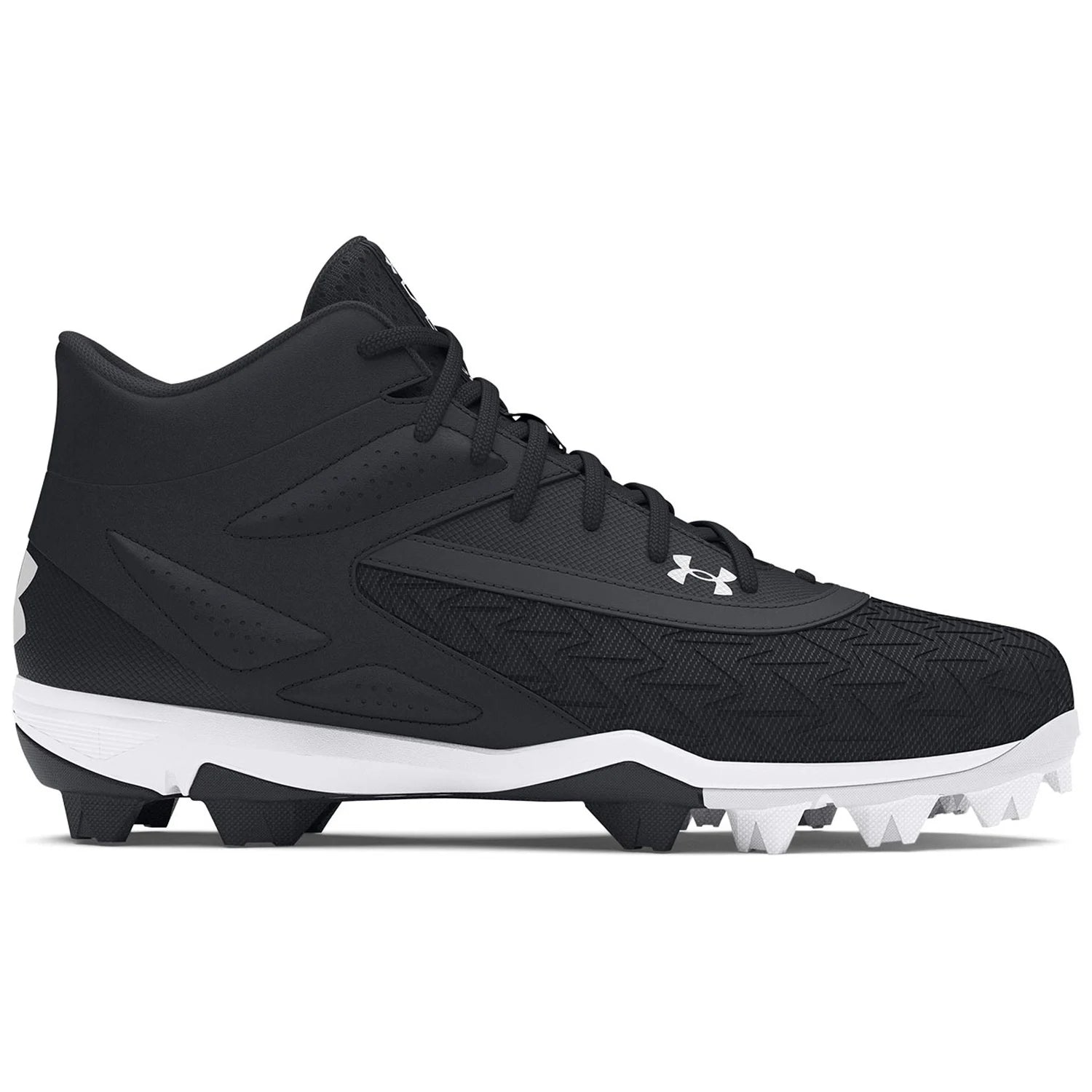 UA Leadoff Mid 3.0 Black Men's Baseball Cleats - Lightweight Athletic Shoes for Baseball Training & Games - Perfect for Field Practice, Tournaments & Casual Wear (Model 3027446-001)