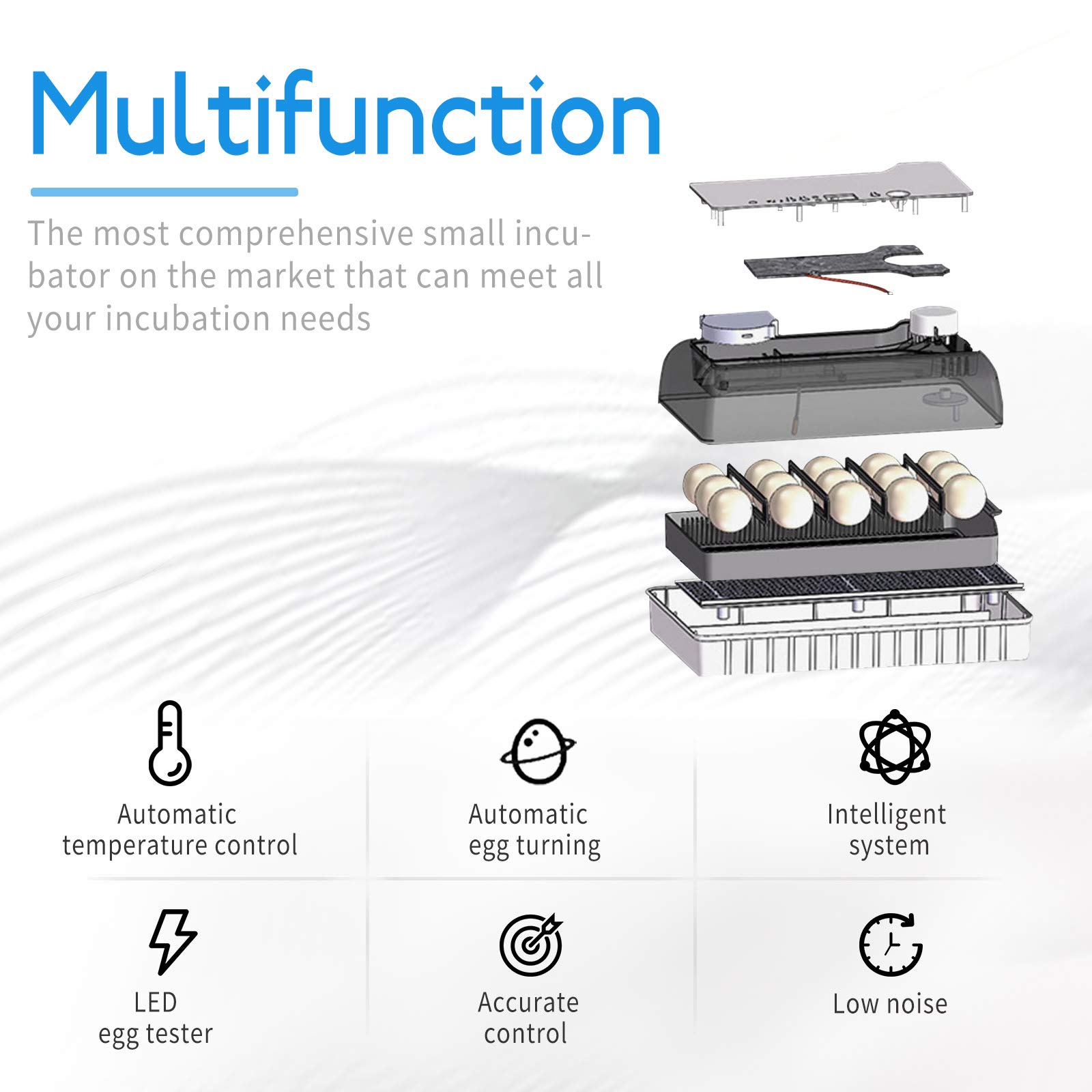 Automatic Egg Incubator for Chickens Ducks & Birds - 15 Egg Capacity with Temperature Control - Perfect for Home Poultry Farming & Hobby Breeding