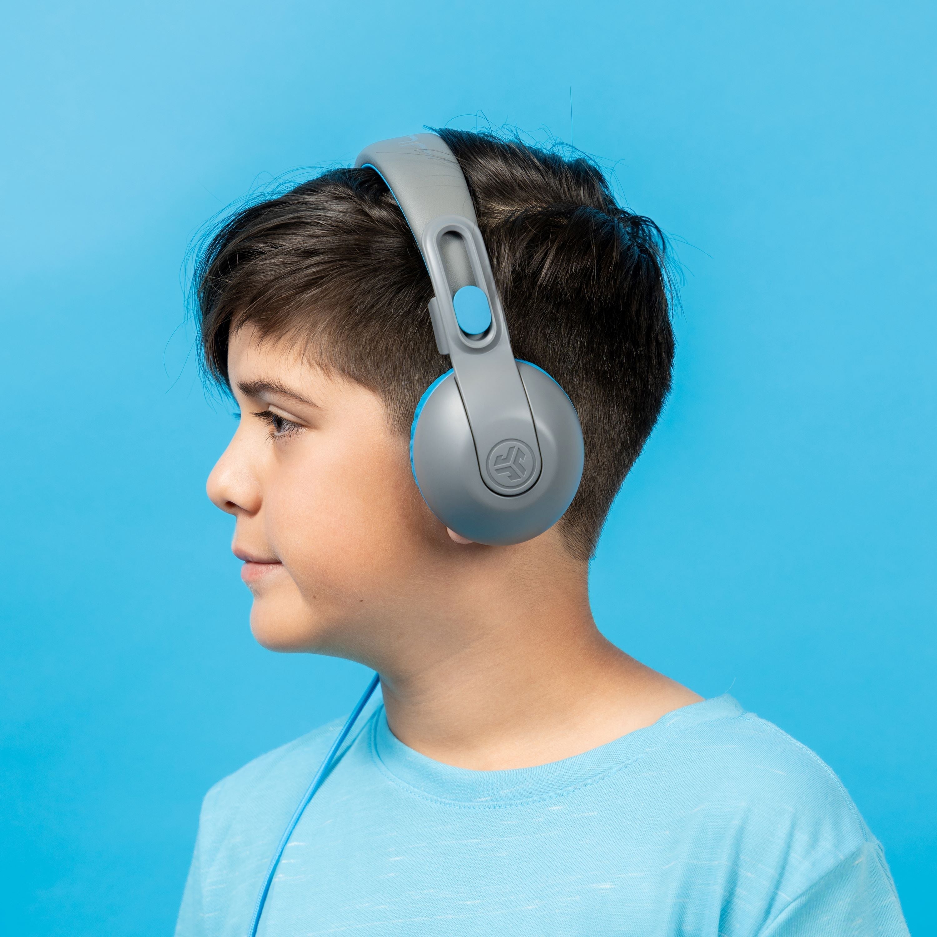 JBuddies Studio 2 Wireless Kids Headphones - Blue & Gray | Safe Volume Limited | Comfortable Over-Ear Design for School, Travel & Home Learning