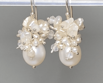 Baroque Pearl Bridal Cluster Earrings - Sterling Silver Vintage Wedding Jewelry for Brides, Bridesmaids & Formal Occasions