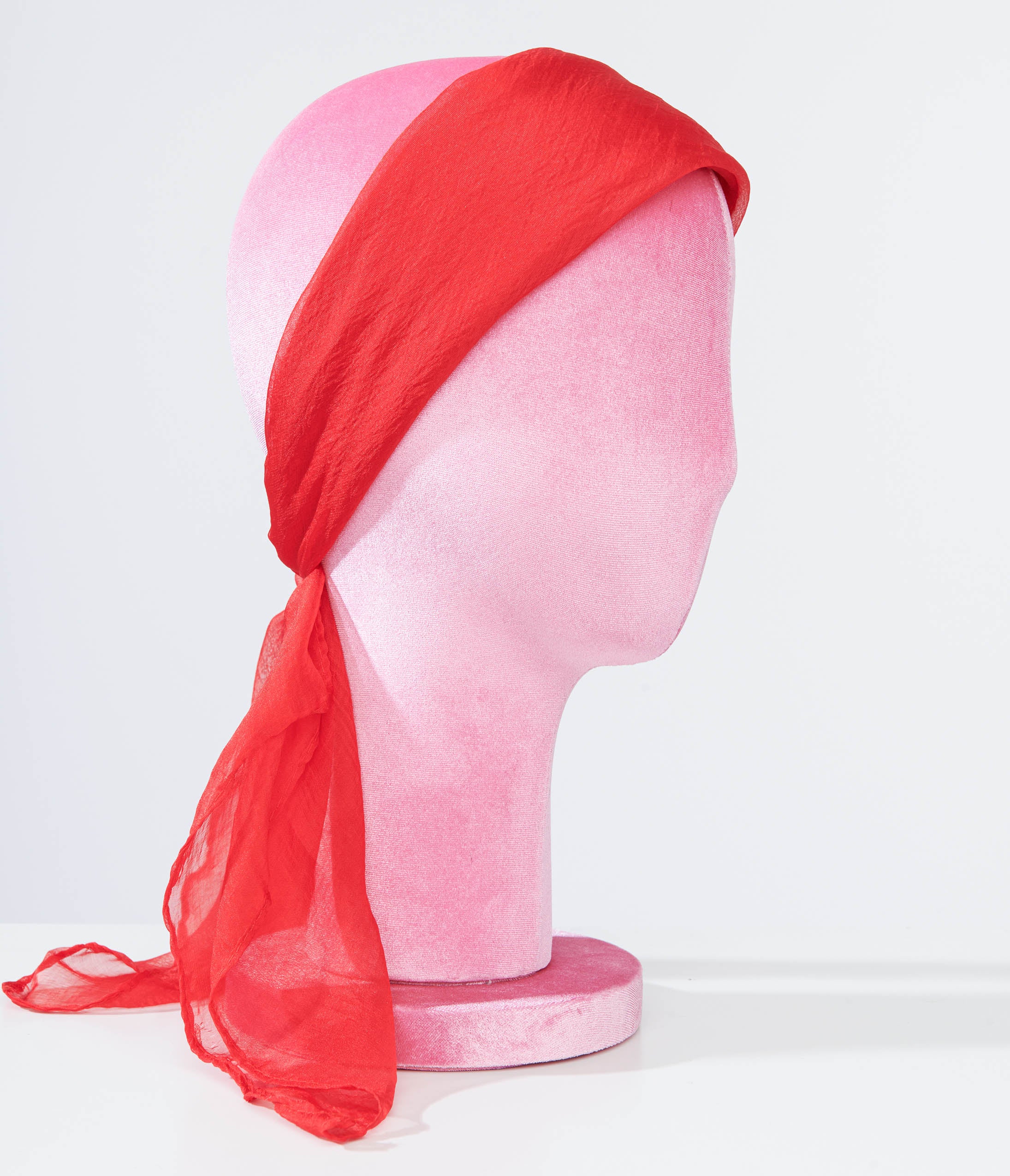 Vintage 1950s Red Chiffon Hair Scarf - Retro Silk Head Wrap for Women - Perfect for Pinup Style, Vintage Fashion & Special Occasions