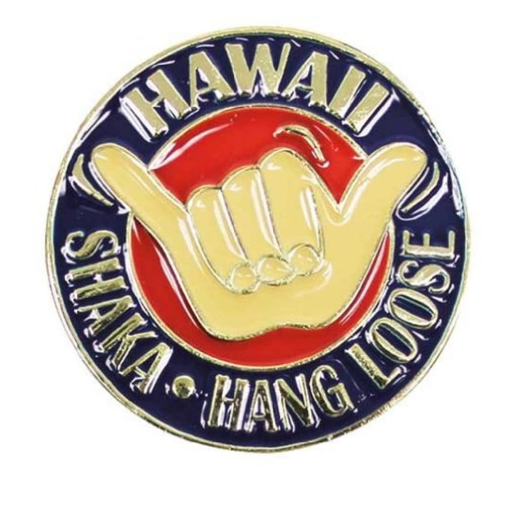 Authentic Hawaiian Shaka Lapel Pin & Hat Pin - Red & Blue - Perfect for Aloha Shirts, Hats & Hawaiian Themed Events