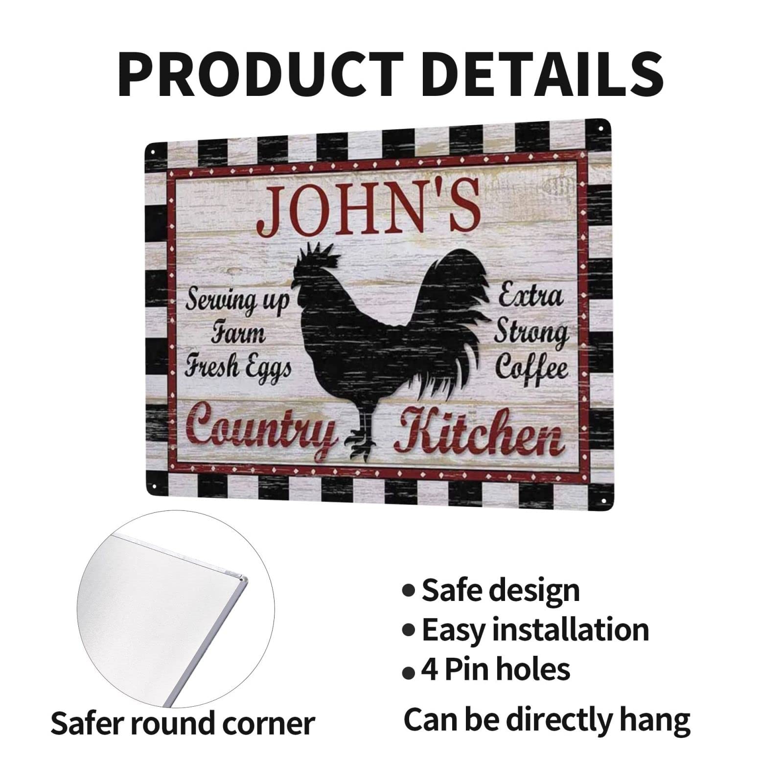 Custom Farmhouse Chicken Coop Sign - Personalized 8x12 Inch Metal/Wood Kitchen Wall Decoration, Perfect for Country Home, Kitchen Door, or Gift for Chicken Lovers