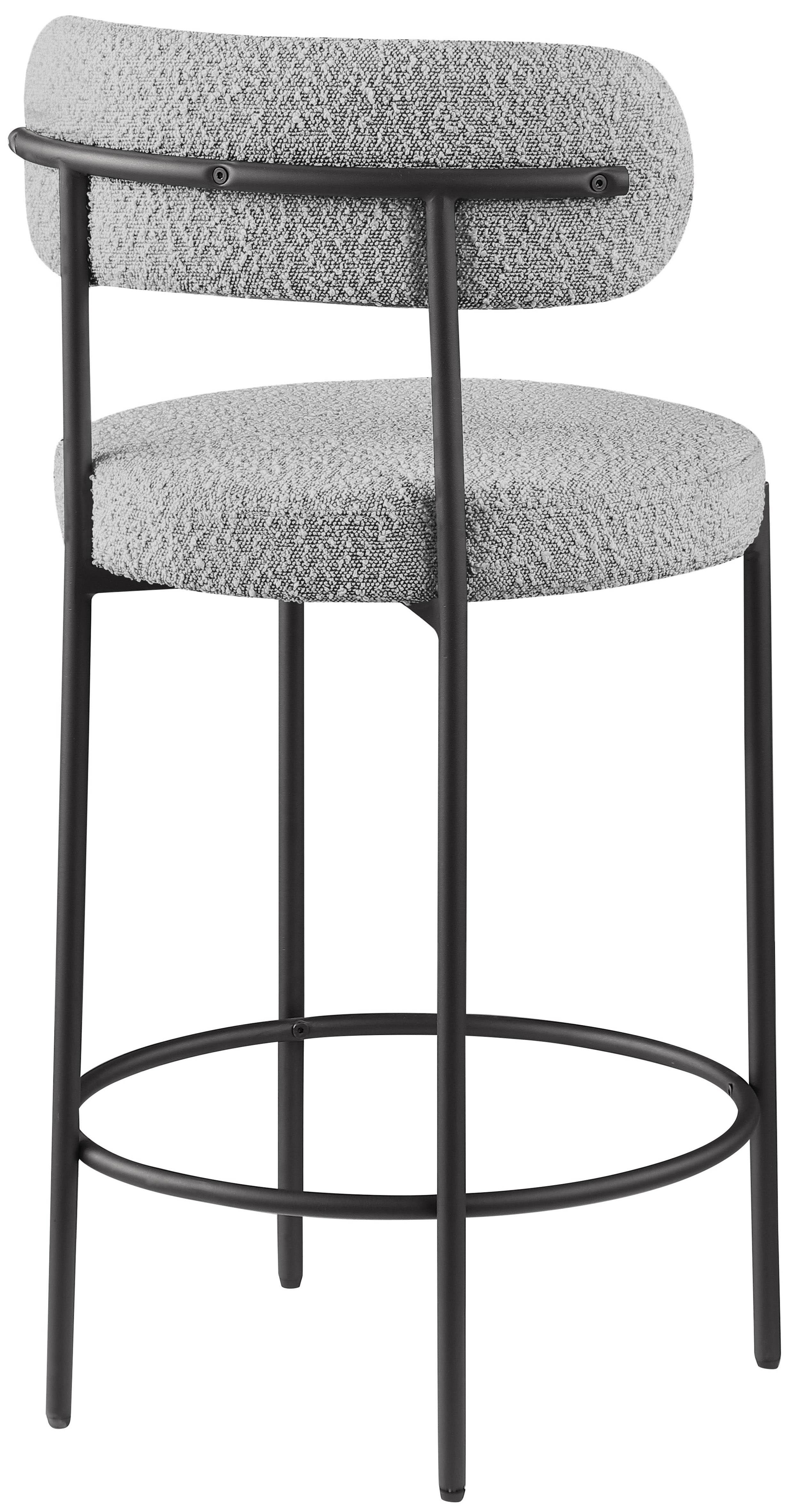 Beacon Boucle Fabric Stool - Modern Round Accent Chair with Soft Textured Upholstery for Living Room, Bedroom & Office Decor