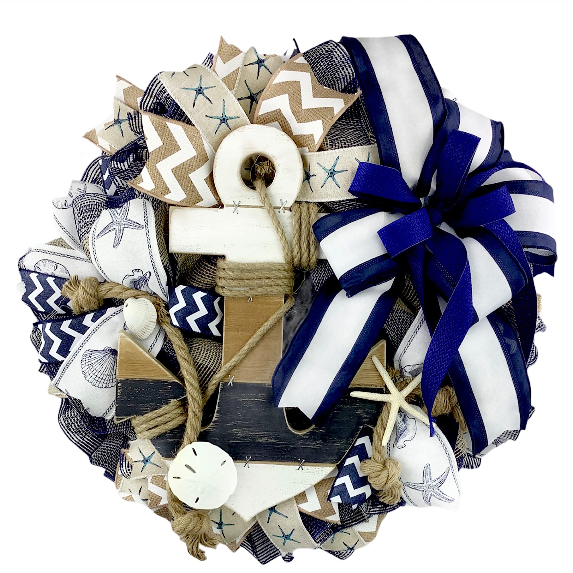 Handmade Artisan Anchor Nautical Wreath - Coastal Beach Decor by Paradise Wreath Boutique | Perfect for Seaside Homes, Beach Weddings & Nautical Themed Parties