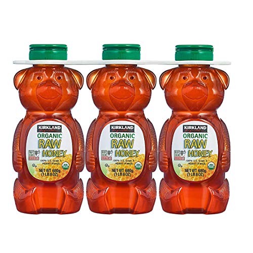 Kirkland Signature Raw Organic Honey Bear 24 oz, 3-Pack (Set of 2) | Pure, Unfiltered & Unprocessed | Perfect for Tea, Baking & Natural Remedies