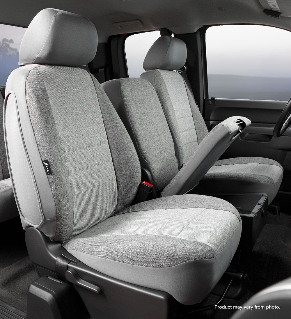 Fia OE39-27 Gray Custom Fit Front Seat Cover 40/20/40 Split Bench - Premium Tweed Fabric for Trucks & SUVs | Perfect for Road Trips, Work Commutes & Outdoor Adventures