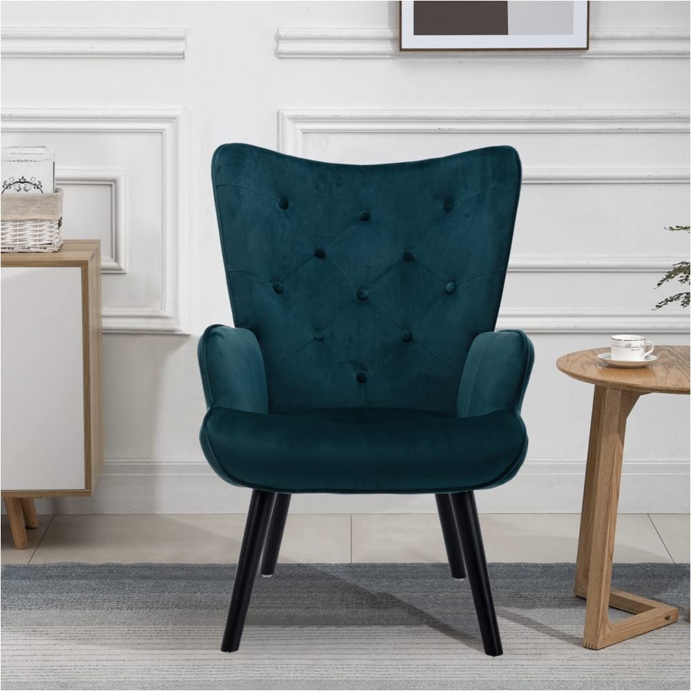 NYCSUOANI Green Wooden Leisure Chair for Living Room & Bedroom - Comfortable Lounge Chair for Relaxing, Reading, and Napping