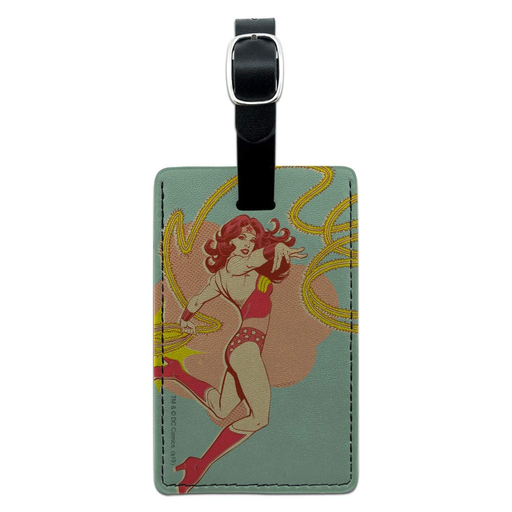 Wonder Woman Golden Lasso Leather Luggage Tag - Rectangle Carry-On ID Tag for Suitcases & Travel Bags - Perfect for Superhero Fans & Comic Conventions