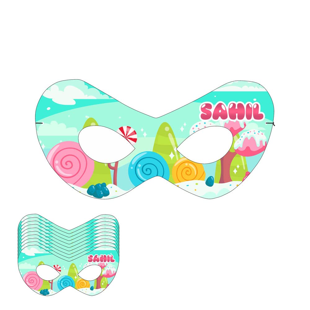 Personalized Candy Theme Birthday Eye Mask with Baby Name - Custom Sleep Mask for Candy Themed Party Decorations & Baby Shower Favors - Perfect for Birthday Celebrations, Baby Showers, and Themed Parties