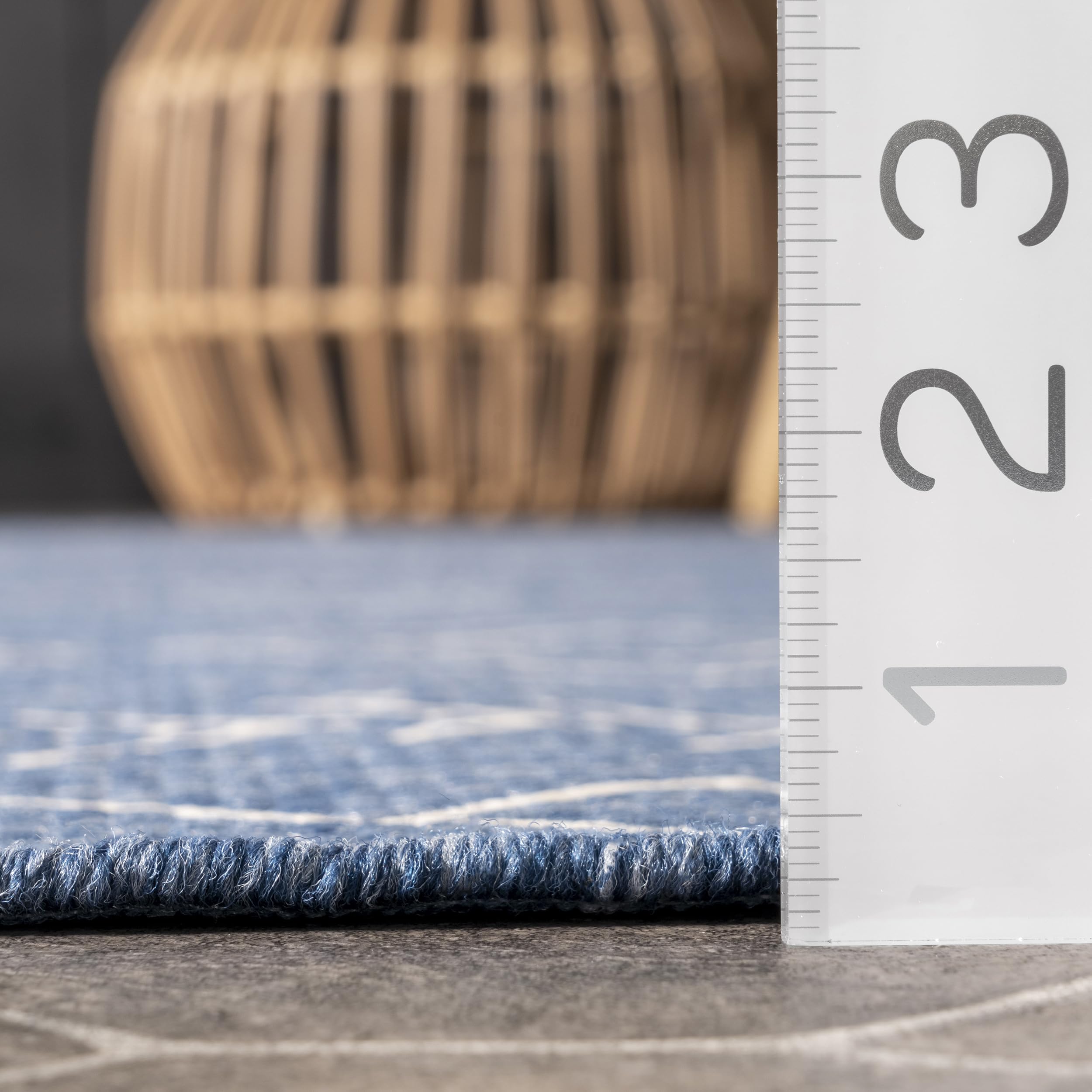 nuLOOM Moroccan Indoor/Outdoor Area Rug 6'x6' Square - Serna Blue Handwoven Boho Chic Rug for Living Room, Bedroom, Patio & Deck Decor