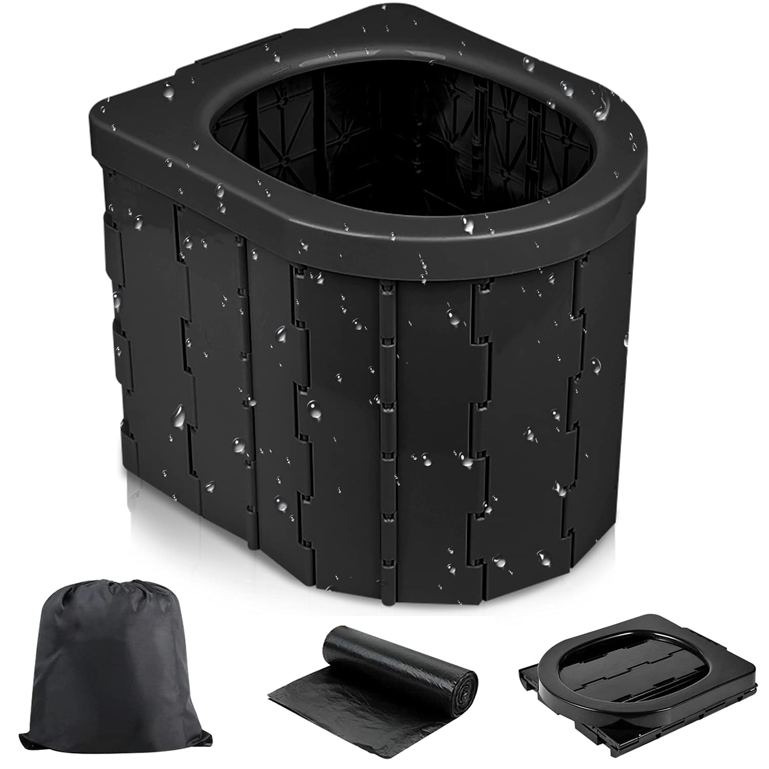 Portable Camping Toilet for Adults - Foldable Travel Potty with 12 Waste Bags | Compact & Lightweight Porta Potty for Outdoor Adventures, Road Trips, Hiking, Fishing, Boating & Emergency Use | Perfect for Camping, Beach, Traffic Jams & Long Journeys