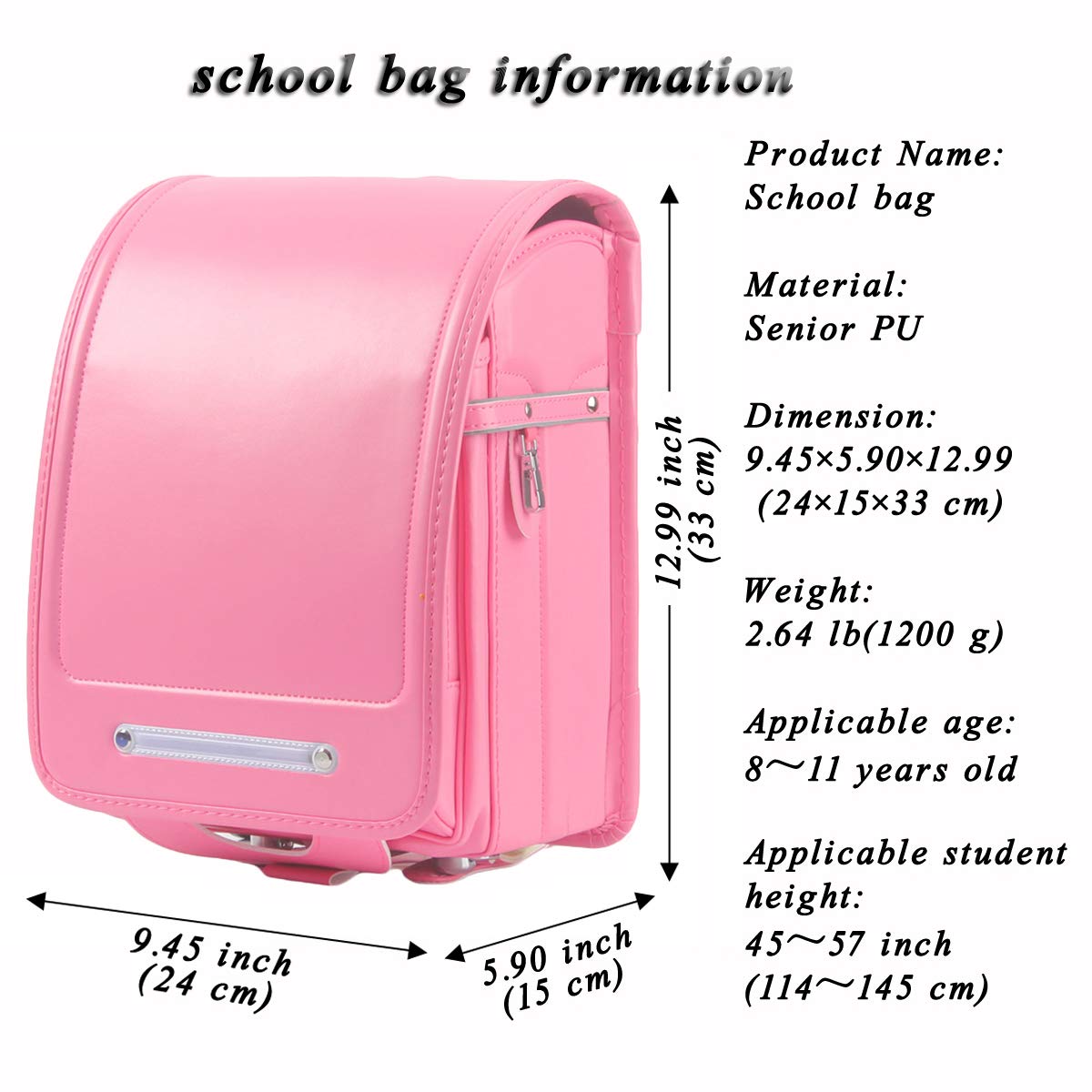 Japanese Semi-Automatic Randoseru School Bag - Waterproof PU Leather Backpack for Kids & Teens - Perfect for School, Travel, and Daily Use