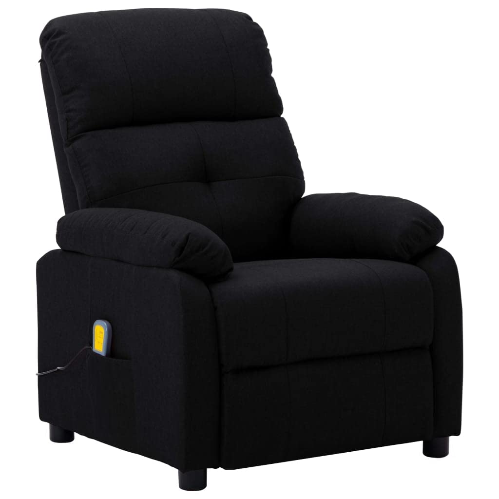 Adjustable Massage Recliner Chair - Black Fabric for Living Room & Home Office