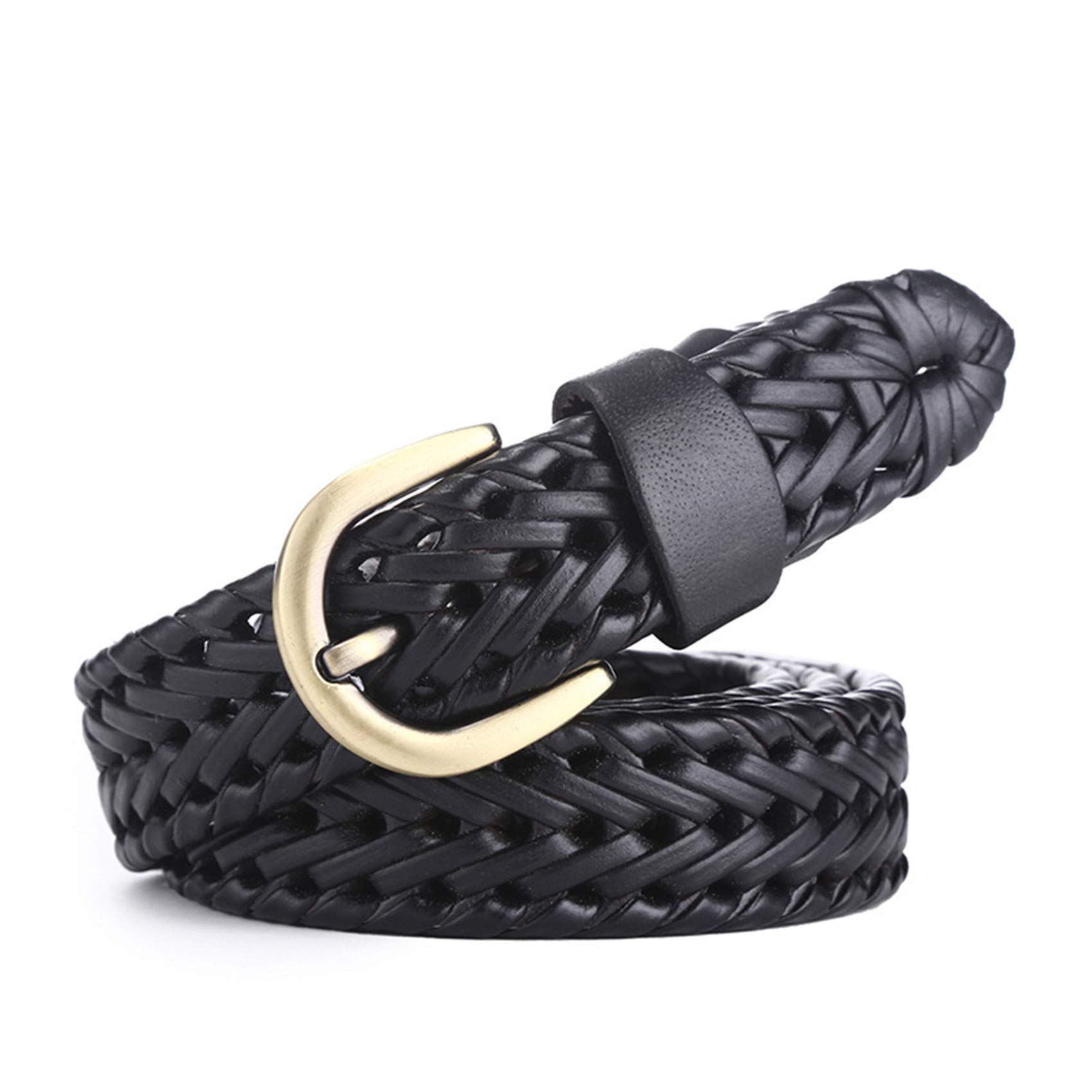 Andongnywell Men's Braided Leather Belt - Fashion Woven Belt for Jeans & Dress - Adjustable Pin Buckle Strap for Men & Women | Perfect for Casual, Office & Formal Occasions