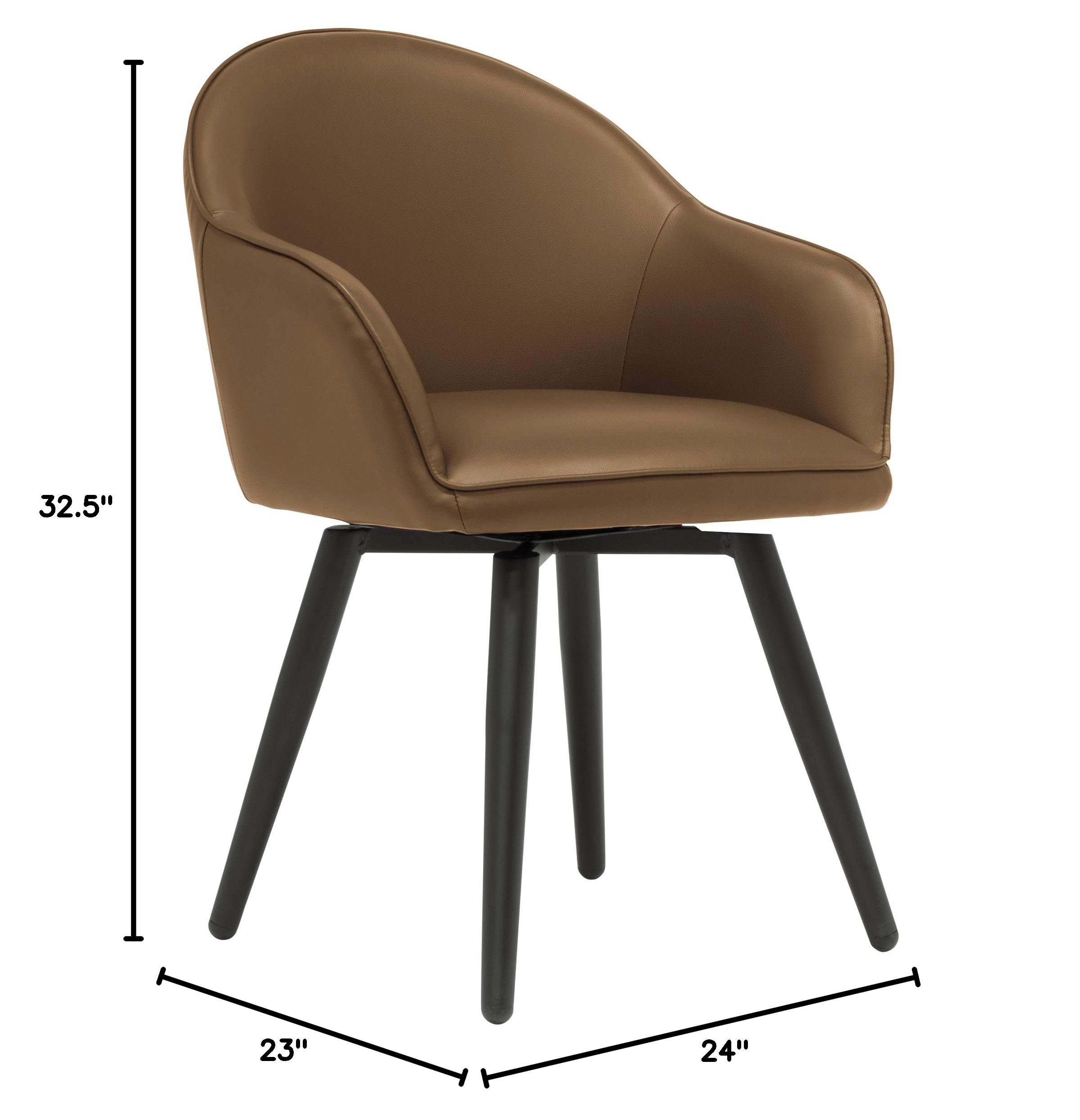 Studio Designs Home Accent Chair, 250 lbs Weight Capacity, Caramel Brown Upholstered Lounge Chair - Perfect for Living Room, Bedroom, or Office Decor