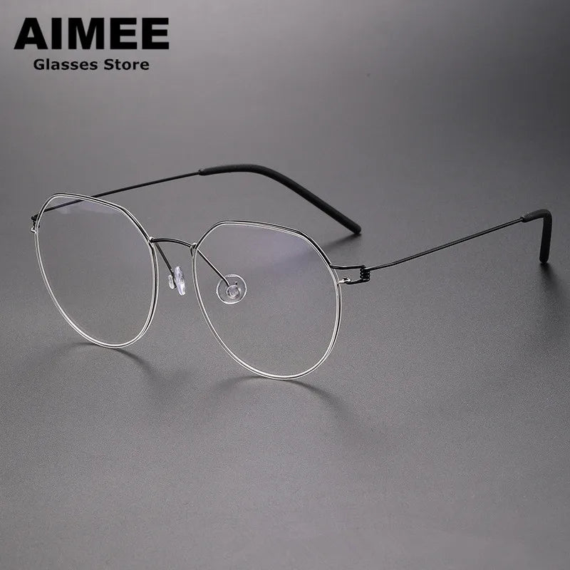 Unisex Full Rim Round Screwless Titanium Eyeglasses 52214 - Lightweight & Durable Frame for Men & Women - Perfect for Reading, Work & Everyday Wear